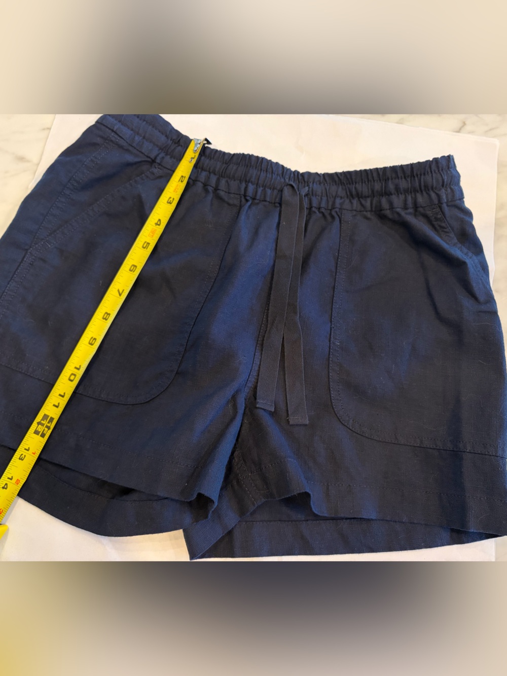 J. Crew Navy Elastic-Waist Linen-Blend Shorts